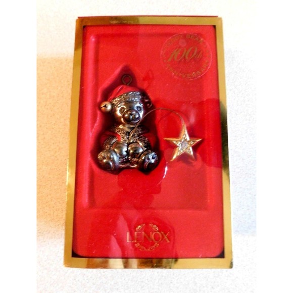 Teddy Bear Ornament Lenox Silver Plated 100th Anniversary Wish on a Star - Picture 2 of 3